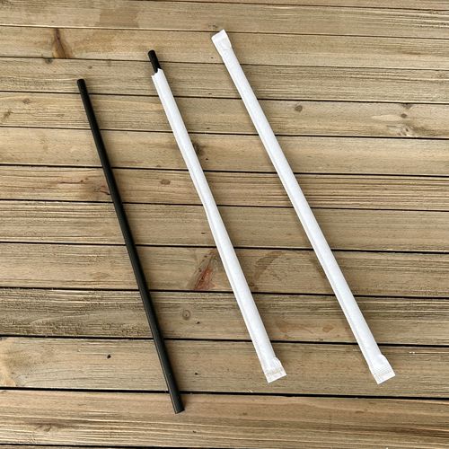 Image of Boardwalk® Wrapped Jumbo Straws, 10.25", Polypropylene, Black, 500/Pack, 4 Packs/Carton