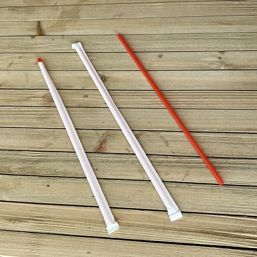 Image of Boardwalk® Wrapped Jumbo Straws, 10.25", Polypropylene, Red, 500/Pack, 4 Packs/Carton