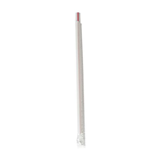 Image of Boardwalk® Wrapped Giant Straws, 7.75", Polypropylene, Red/White Striped, 300/Pack, 24 Packs/Carton