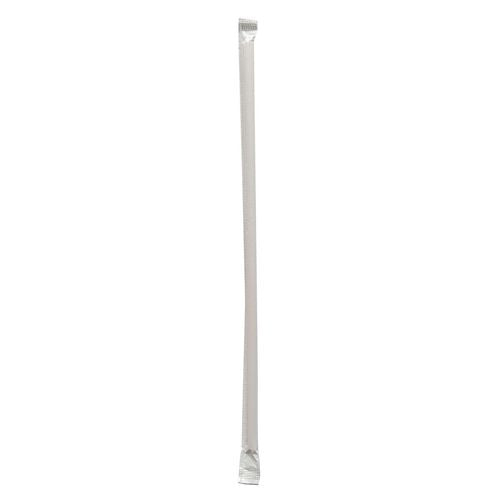 Image of Boardwalk® Wrapped Giant Straws, 10.25", Polypropylene, Red/White Striped, 300/Pack, 4 Packs/Carton