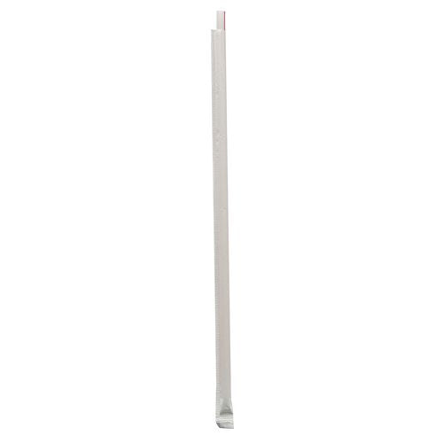 Image of Boardwalk® Wrapped Giant Straws, 10.25", Polypropylene, Red/White Striped, 300/Pack, 4 Packs/Carton