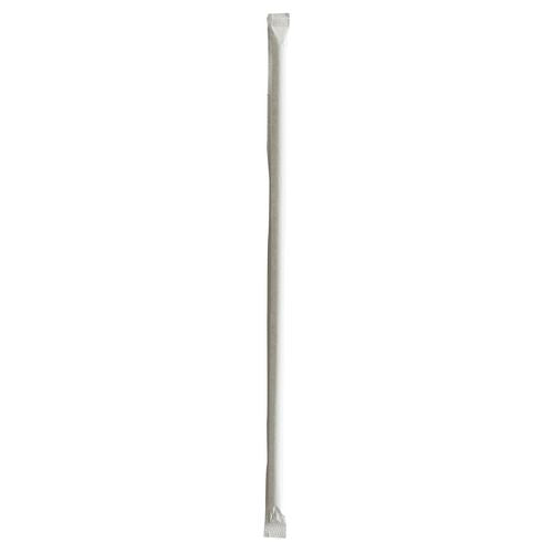 Image of Boardwalk® Wrapped Jumbo Straws, 10.25", Polypropylene, Clear, 500/Pack, 4 Packs/Carton