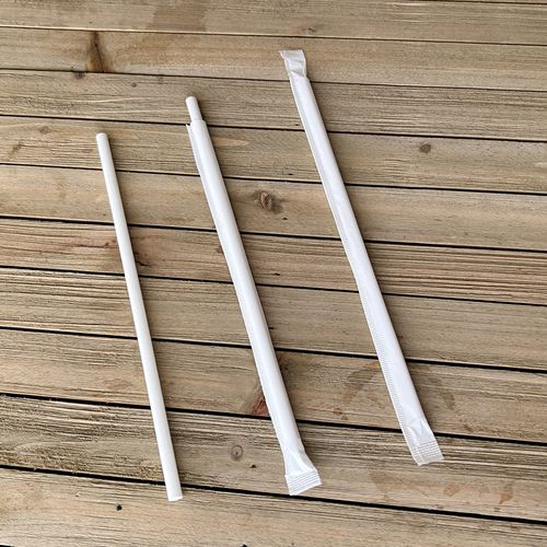 Image of Boardwalk® Wrapped Jumbo Paper Straws, 7.75", Paper, White, 320/Pack, 4 Packs/Carton
