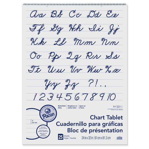 Image of Pacon® Chart Tablets, Presentation Format (1" Rule), 24 x 32, White, 25 Sheets, 12/Carton