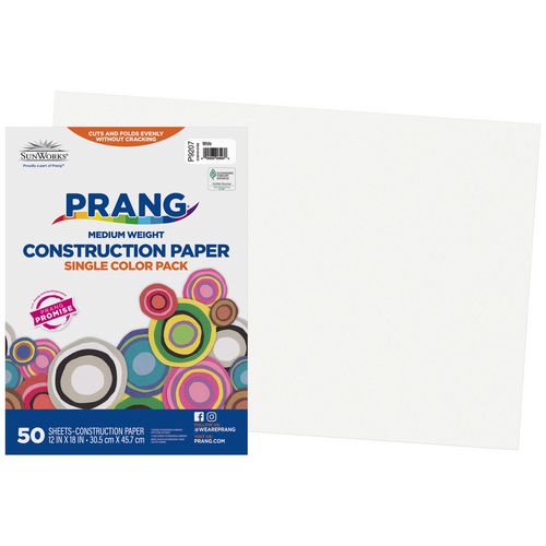 Image of Prang® SunWorks Construction Paper, 50 lb Text Weight, 12 x 18, White, 50/Pack, 25 Packs/Carton
