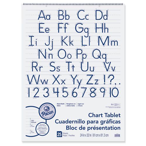 Image of Pacon® Chart Tablets, Presentation Format (1.5" Rule), 24 x 32, White, 25 Sheets, 12/Carton