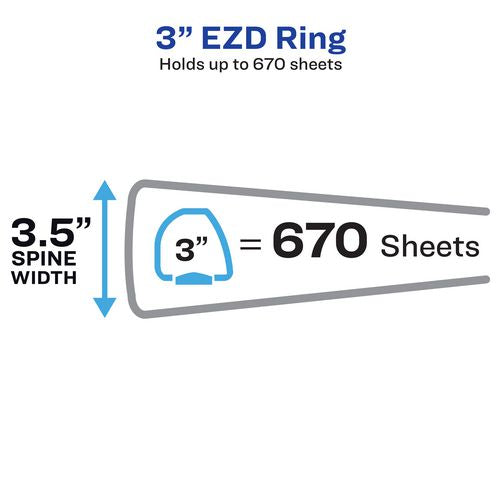 Image of Avery® Heavy-Duty View Binder with DuraHinge and Locking One Touch EZD Rings, 3 Rings, 3" Capacity, 11 x 8.5, Red, 4/Carton