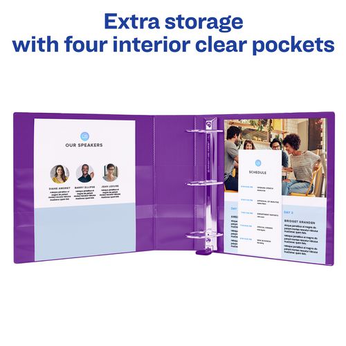 Image of Avery® Heavy-Duty View Binder with DuraHinge and One Touch EZD Rings, 3 Rings, 2" Capacity, 11 x 8.5, Purple, 6/Carton