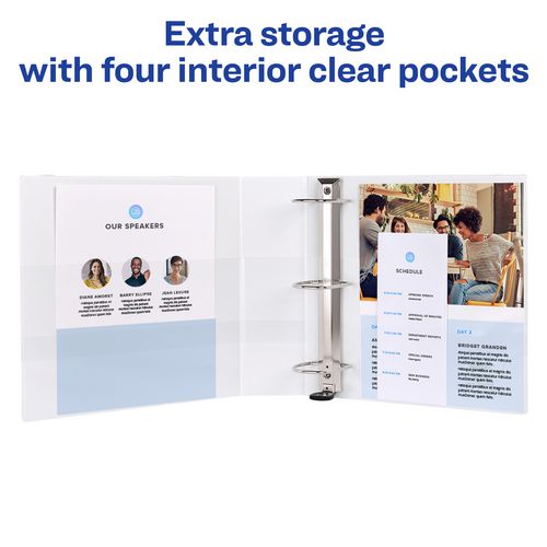 Image of Avery® Heavy-Duty View Binder with DuraHinge and Locking One Touch EZD Rings, 3 Rings, 3" Capacity, 11 x 8.5, White, 4/Carton