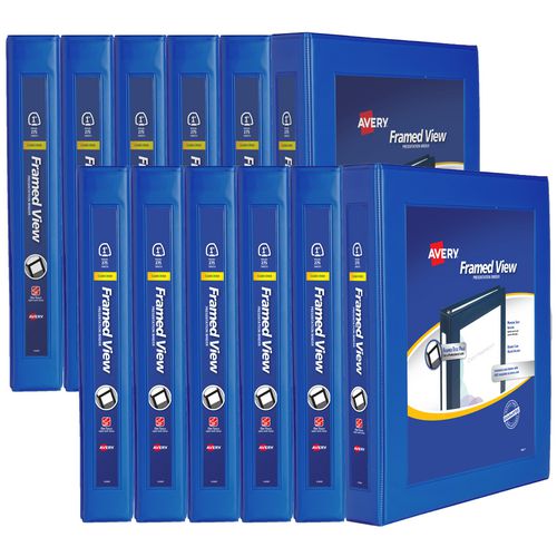 Image of Avery® Framed View Heavy-Duty Binders, 3 Rings, 1" Capacity, 11 x 8.5, Navy Blue, 12/Carton