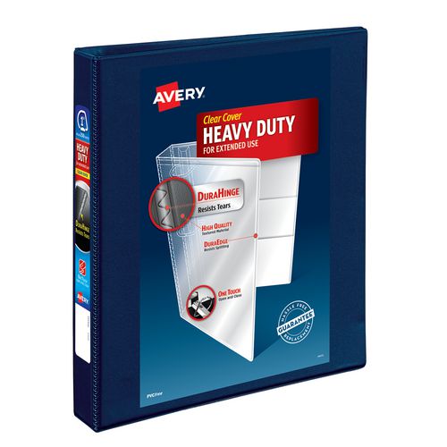 Image of Avery® Heavy-Duty View Binder with DuraHinge and One Touch EZD Rings, 3 Rings, 1" Capacity, 11 x 8.5, Navy Blue, 12/Carton
