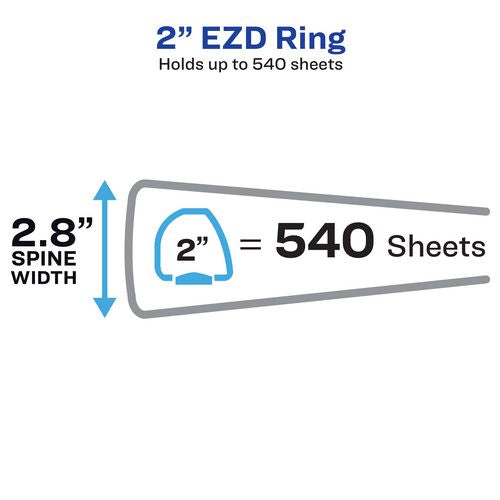 Image of Avery® Durable View Binder with DuraHinge and EZD Rings, 3 Rings, 2" Capacity, 11 x 8.5, White, 12/Carton