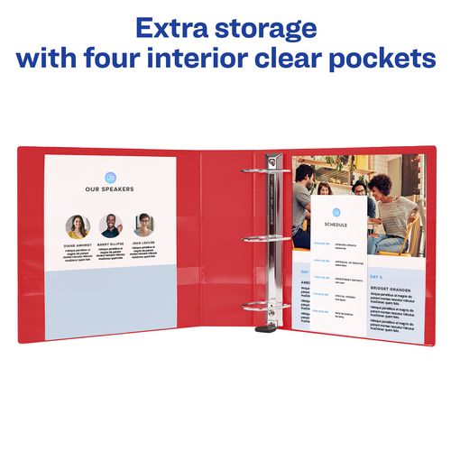Image of Avery® Heavy-Duty View Binder with DuraHinge and One Touch EZD Rings, 3 Rings, 2" Capacity, 11 x 8.5, Red, 6/Carton