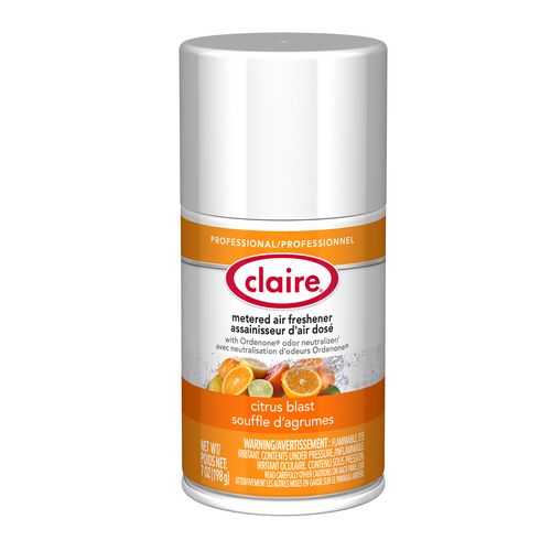 Image of Claire® Metered Air Freshener, 7 oz Aerosol Spray, Citrus Blast, 12/Carton