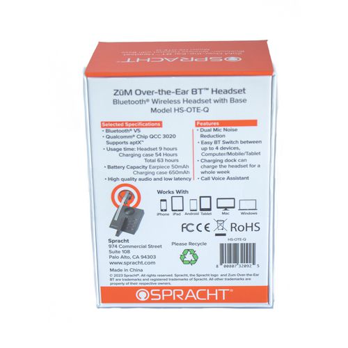 Image of Spracht ZuM Monaural Over-The-Ear Bluetooth Headset