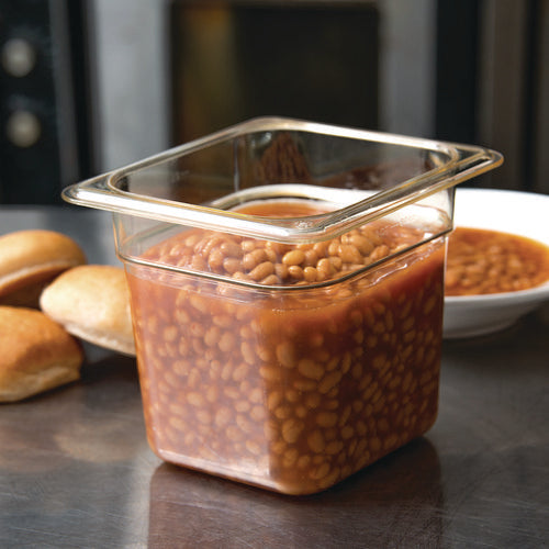 Image of Carlisle StorPlus High Heat Food Pan, 2.5 qt, 6.38 x 6.75 x 6, Amber, Plastic