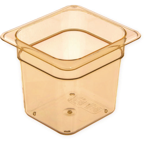 Image of Carlisle StorPlus High Heat Food Pan, 2.5 qt, 6.38 x 6.75 x 6, Amber, Plastic