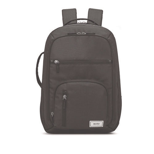 Image of Solo Grand Travel Recycled TSA Backpack, Fits Devices Up to 17.3", 12.25 x 6.5 x 18.63, Dark Gray