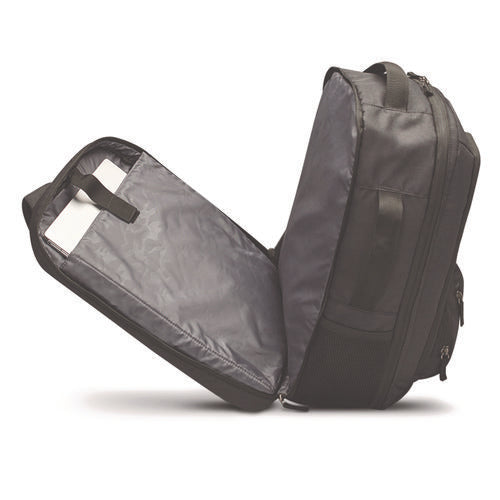 Image of Solo Grand Travel Recycled TSA Backpack, Fits Devices Up to 17.3", 12.25 x 6.5 x 18.63, Dark Gray