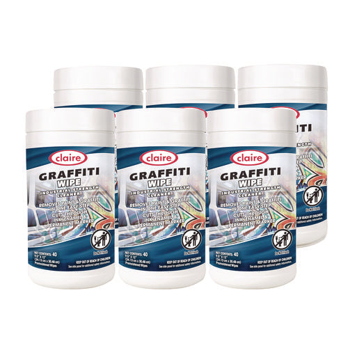 Image of Claire® Graffiti Wipe, 1-Ply, 12 x 9.5, Mild Scent, Purple, 6/Carton