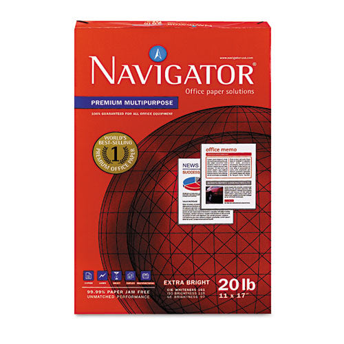 Image of Navigator® Premium Multipurpose Copy Paper, 97 Bright, 20 Lb Bond Weight, 11 X 17, White, 500 Sheets/ream, 5 Reams/carton