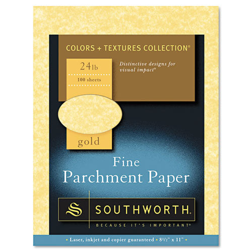 Image of Southworth® Parchment Specialty Paper, 24 lb Bond Weight, 8.5 x 11, Gold, 100/Pack