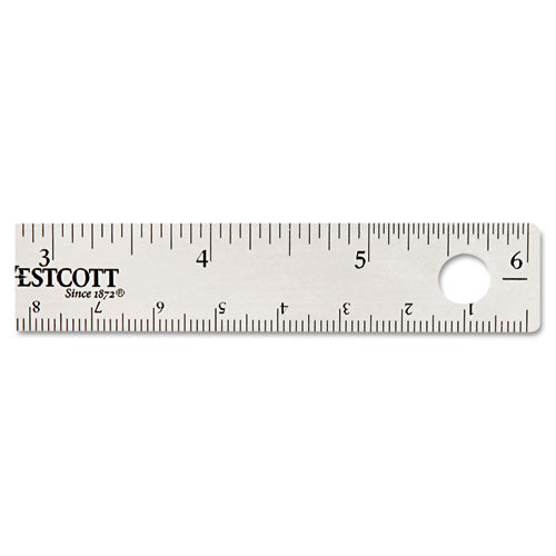 Image of Westcott® Stainless Steel Office Ruler With Non Slip Cork Base, Standard/metric, 6" Long