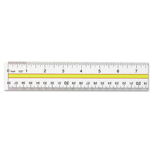 Image of Westcott® Acrylic Data Highlight Reading Ruler With Tinted Guide, 15" Long, Clear/yellow