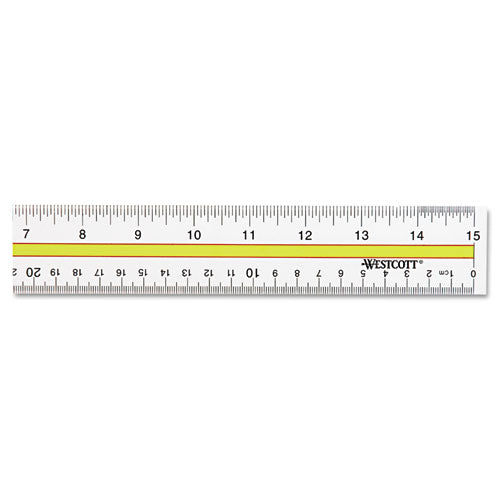 Image of Westcott® Acrylic Data Highlight Reading Ruler With Tinted Guide, 15" Long, Clear/yellow