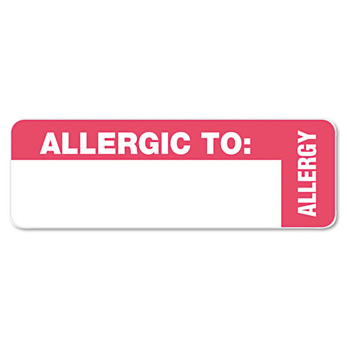 Image of Tabbies® Medical Labels, Allergic To, 1 X 3, White, 500/roll