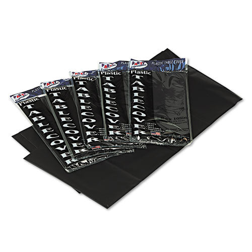 Image of Tablemate® Table Set Rectangular Table Covers, Heavyweight Plastic, 54" X 108", Black, 6/pack