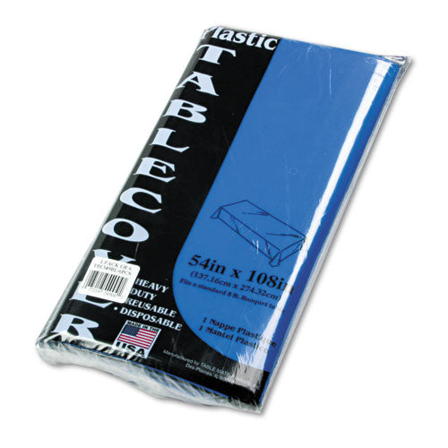Image of Tablemate® Table Set Rectangular Table Cover, Heavyweight Plastic, 54" X 108", Blue, 6/pack