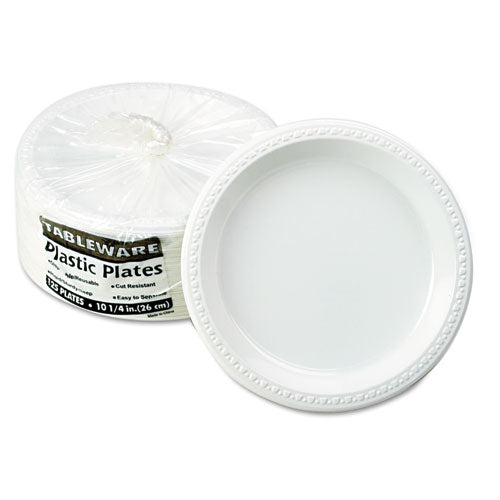 Image of Tablemate® Plastic Dinnerware, Plates, 10.25" Dia, White, 125/pack