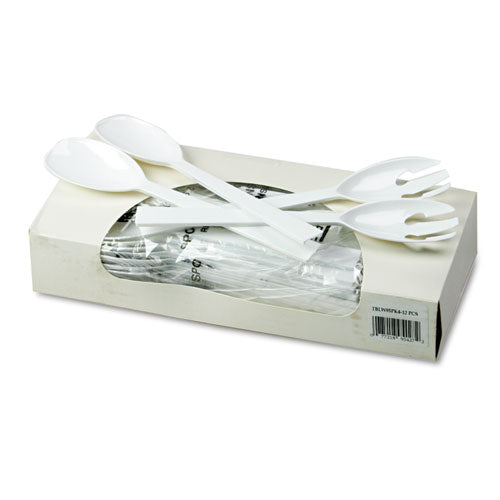 Image of Tablemate® Table Set Plastic Serving Forks and Spoons, 9.5", White, 48/Pack