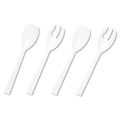 Image of Tablemate® Table Set Plastic Serving Forks and Spoons, 9.5", White, 48/Pack