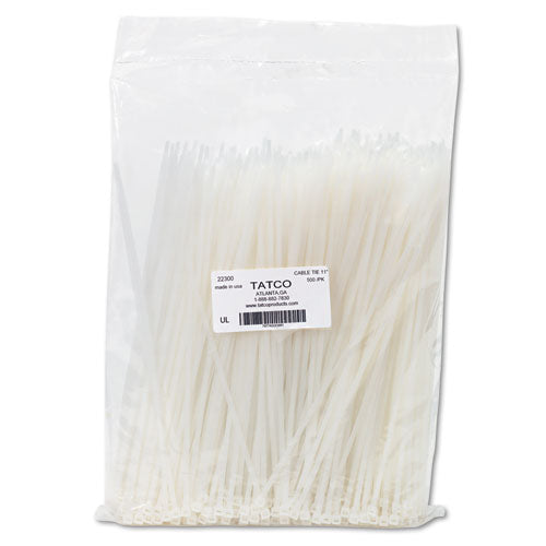 Image of Tatco Nylon Cable Ties, 11 X 0.19, 50 Lb, Natural, 500/pack
