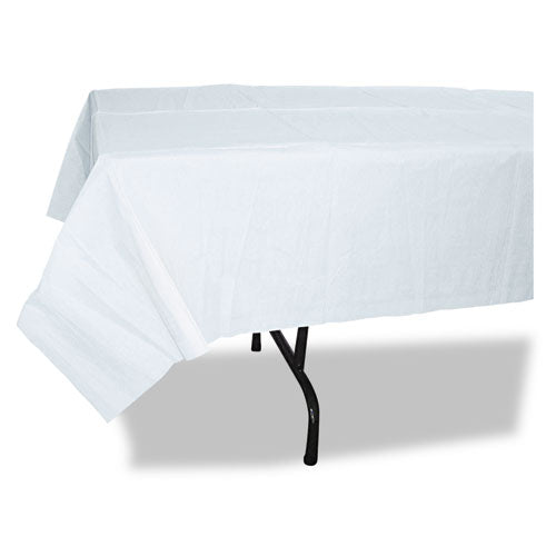 Image of Tatco Paper Table Cover, Embossed Paper With Plastic Liner, 54" X 108", White, 20/carton