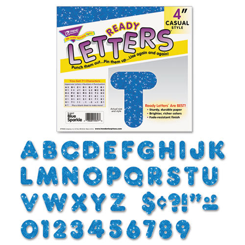Image of TREND® Ready Letters Sparkles Letter Set, 4" Tall, Blue Sparkle Characters, 71/Set
