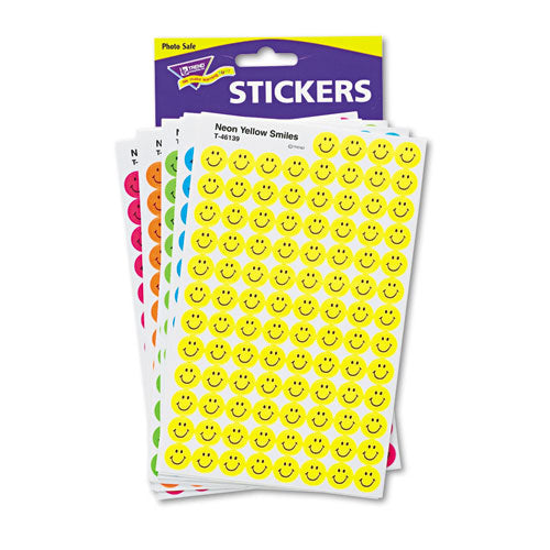 Image of TREND® Superspots And Supershapes Sticker Variety Packs, Neon Smiles, Assorted Colors, 2,500/pack