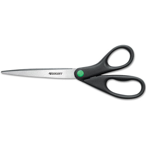Image of Westcott® KleenEarth Scissors, 9" Long, 3.75" Cut Length, Straight Black Handle