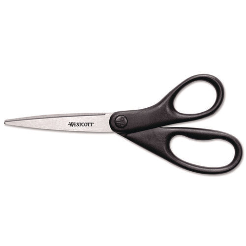 Image of Westcott® Design Line Straight Stainless Steel Scissors, 8" Long, 3.13" Cut Length, Straight Black Handle