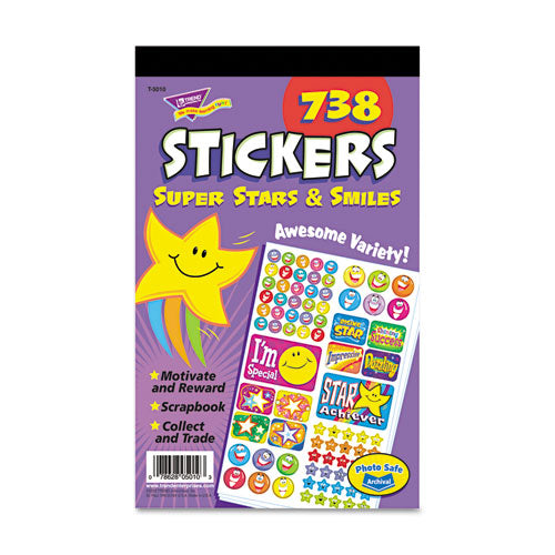Image of TREND® Sticker Assortment Pack, Super Smiles And Stars, Assorted Colors, 738 Stickers/pad