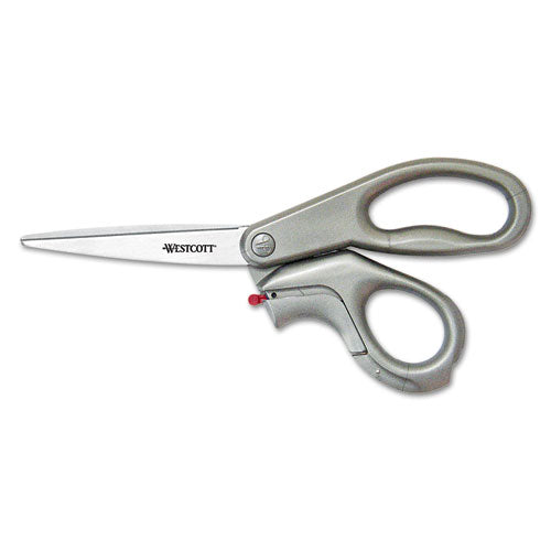 Image of Westcott® E-Z Open Box Opener Stainless Steel Shears, 8" Long, 3.25" Cut Length, Offset Gray Handle