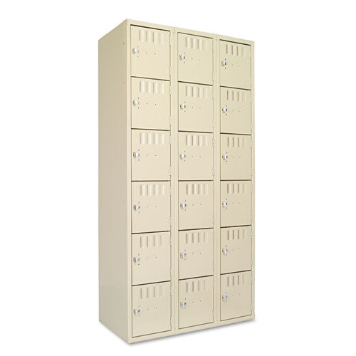Image of Tennsco Box Compartments, Triple Stack, 36w X 18d X 72h, Sand