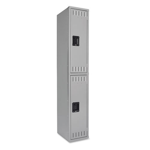 Image of Tennsco Double Tier Locker, Single Stack, 12w X 18d X 72h, Medium Gray