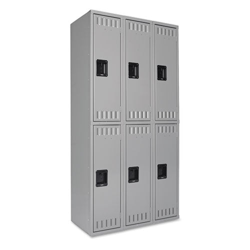 Image of Tennsco Double Tier Locker, Triple Stack, 36w X 18d X 72h, Medium Gray