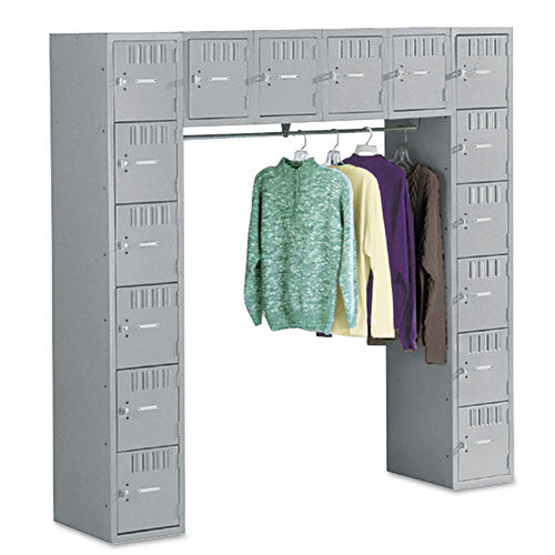 Image of Tennsco Sixteen Box Compartments And Coat Bar, 72w X 18d X 72h, Medium Gray