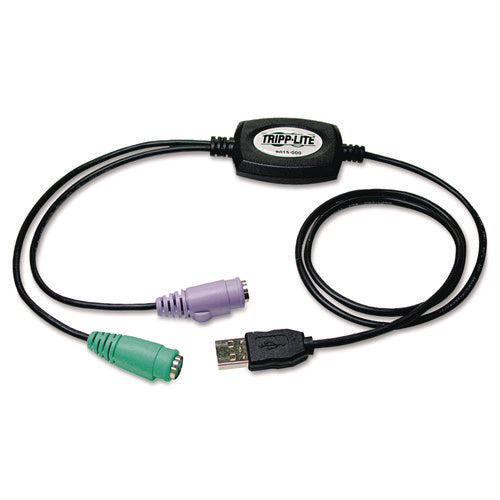 Image of Tripp Lite by Eaton USB to PS/2 Adapter for Keyboard and Mouse, USB-A Male to (2) PS/2 Female, 18"