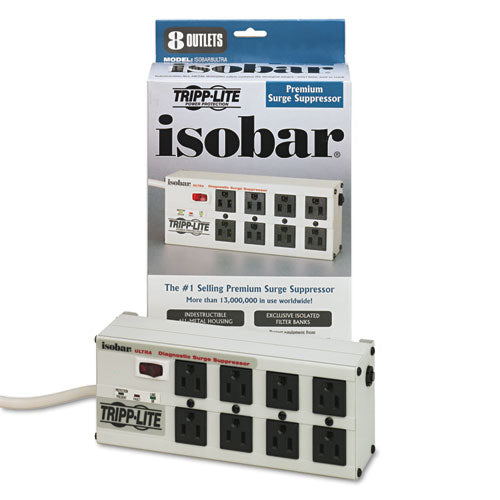 Image of Tripp Lite by Eaton Isobar Surge Protector, 8 AC Outlets, 12 ft Cord, 3,840 J, Light Gray