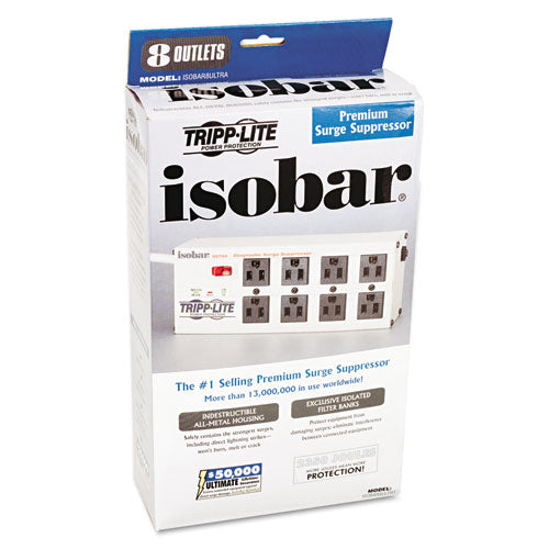 Image of Tripp Lite by Eaton Isobar Surge Protector, 8 AC Outlets, 12 ft Cord, 3,840 J, Light Gray